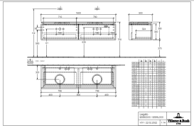 Тумба під раковину Villeroy & Boch Legato 160х38 см з підсвічуванням МДФ/ДСП глянсовий сірий B599L0FP