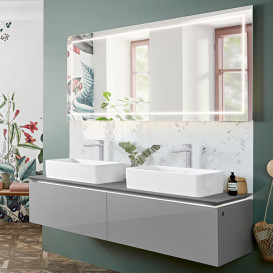 Тумба під раковину Villeroy & Boch Legato 160х38 см з підсвічуванням МДФ/ДСП глянсовий сірий B599L0FP