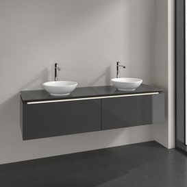 Тумба під раковину Villeroy & Boch Legato 160х38 см з підсвічуванням МДФ/ДСП глянсовий сірий B599L0FP