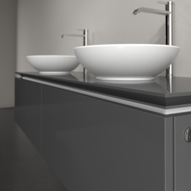 Тумба під раковину Villeroy & Boch Legato 160х38 см з підсвічуванням МДФ/ДСП глянсовий сірий B599L0FP