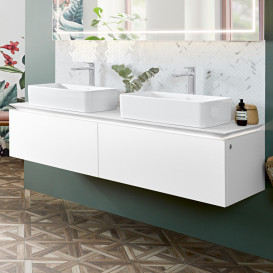 Тумба під раковину Villeroy & Boch Legato 160х38 см з підсвічуванням ДСП білий матовий B599L0MS