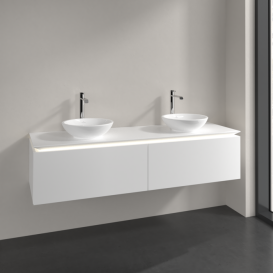 Тумба під раковину Villeroy & Boch Legato 160х38 см з підсвічуванням ДСП білий матовий B599L0MS