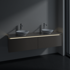 Тумба під раковину Villeroy & Boch Legato 160х38 см з підсвічуванням ДСП сірий трюфель B599L0VG