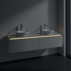 Тумба під раковину Villeroy & Boch Legato 160х38 см з підсвічуванням ДСП ніжно-сірий B599L0VK