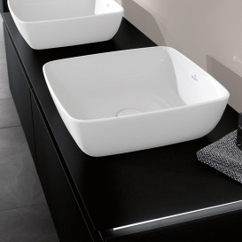 Тумба під раковину Villeroy&Boch Legato 160х38 см з підсвічуванням МДФ/ДСП чорний матовий лак B599L0PD