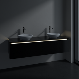 Тумба під раковину Villeroy&Boch Legato 160х38 см з підсвічуванням МДФ/ДСП чорний матовий лак B599L0PD