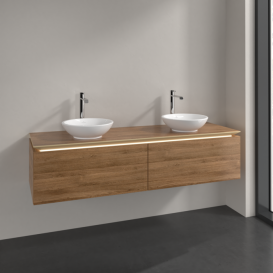 Тумба под раковину Villeroy & Boch Legato 160х38 см с подсветкой ДСП дуб канзас B599L0RH