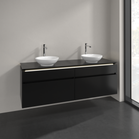Тумба під раковину Villeroy&Boch Legato 160х55 см з підсвічуванням МДФ/ДСП чорний матовий лак B600L0PD