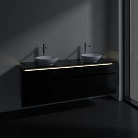 Тумба під раковину Villeroy&Boch Legato 160х55 см з підсвічуванням МДФ/ДСП чорний матовий лак B600L0PD