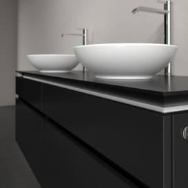 Тумба під раковину Villeroy&Boch Legato 160х55 см з підсвічуванням МДФ/ДСП чорний матовий лак B600L0PD