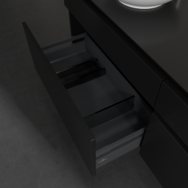 Тумба під раковину Villeroy&Boch Legato 160х55 см з підсвічуванням МДФ/ДСП чорний матовий лак B600L0PD