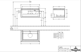 Тумба під раковину Villeroy&Boch Legato 80х38 см з підсвічуванням МДФ/ДСП чорний матовий лак B601L0PD
