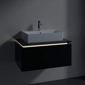 Тумба під раковину Villeroy&Boch Legato 80х38 см з підсвічуванням МДФ/ДСП чорний матовий лак B601L0PD