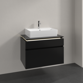 Тумба под раковину Villeroy & Boch Legato 80х55 см с подсветкой МДФ/ДСП черный матовый лак B602L0PD