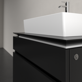 Тумба под раковину Villeroy & Boch Legato 80х55 см с подсветкой МДФ/ДСП черный матовый лак B602L0PD