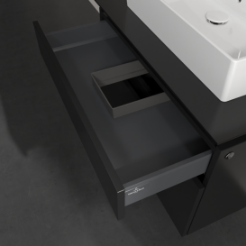 Тумба под раковину Villeroy & Boch Legato 80х55 см с подсветкой МДФ/ДСП черный матовый лак B602L0PD