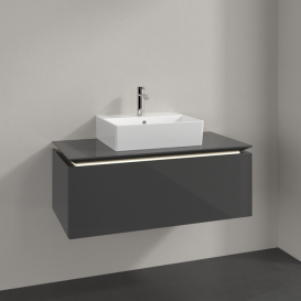 Тумба під раковину Villeroy & Boch Legato 100х38 см з підсвічуванням МДФ/ДСП глянсовий сірий B603L0FP