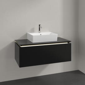 Тумба під раковину Villeroy&Boch Legato 100х38 см з підсвічуванням МДФ/ДСП чорний матовий лак B603L0PD