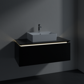 Тумба під раковину Villeroy&Boch Legato 100х38 см з підсвічуванням МДФ/ДСП чорний матовий лак B603L0PD