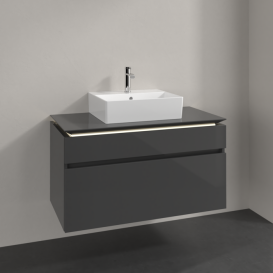 Тумба под раковину Villeroy & Boch Legato 100х55 см с подсветкой МДФ/ДСП глянцевый серый B604L0FP