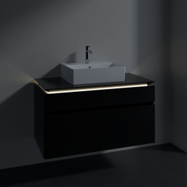 Тумба под раковину Villeroy & Boch Legato 100х55 см с подсветкой МДФ/ДСП черный матовый лак B604L0PD
