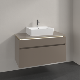 Тумба під раковину Villeroy & Boch Legato 100х55 см з підсвічуванням ДСП сірий трюфель B604L0VG