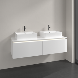 Тумба під раковину Villeroy & Boch Legato 140х38 см з підсвічуванням МДФ/ДСП білий глянсовий B668L0DH