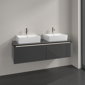 Тумба под раковину Villeroy & Boch Legato 140х38 см с подсветкой МДФ/ДСП глянцевый серый B668L0FP