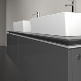 Тумба под раковину Villeroy & Boch Legato 140х38 см с подсветкой МДФ/ДСП глянцевый серый B668L0FP