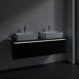 Тумба під раковину Villeroy&Boch Legato 140х38 см з підсвічуванням МДФ/ДСП чорний матовий лак B668L0PD