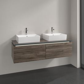 Тумба під раковину Villeroy & Boch Legato 140х38 см з підсвічуванням ДСП кам'яний дуб B668L0RK