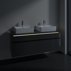 Тумба под раковину Villeroy & Boch Legato 140х55 см с подсветкой МДФ/ДСП глянцевый серый B669L0FP