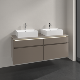 Тумба под раковину Villeroy & Boch Legato 140х55 см с подсветкой ДСП трюфель серый B669L0VG
