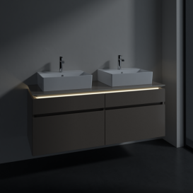 Тумба под раковину Villeroy & Boch Legato 140х55 см с подсветкой ДСП трюфель серый B669L0VG