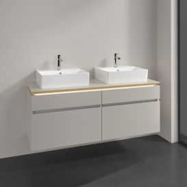 Тумба під раковину Villeroy & Boch Legato 140х55 см з підсвічуванням ДСП ніжно-сірий B669L0VK