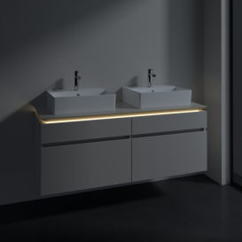 Тумба під раковину Villeroy & Boch Legato 140х55 см з підсвічуванням ДСП ніжно-сірий B669L0VK