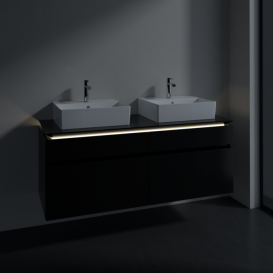 Тумба под раковину Villeroy & Boch Legato 140х55 см с подсветкой МДФ/ДСП черный матовый лак B669L0PD