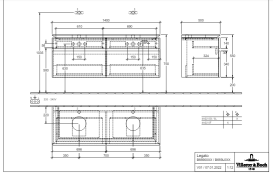 Тумба под раковину Villeroy & Boch Legato 140х55 см с подсветкой МДФ/ДСП черный матовый лак B669L0PD