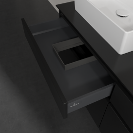 Тумба под раковину Villeroy & Boch Legato 140х55 см с подсветкой МДФ/ДСП черный матовый лак B669L0PD