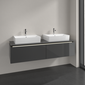 Тумба під раковину Villeroy & Boch Legato 160х38 см з підсвічуванням МДФ/ДСП глянсовий сірий B676L0FP