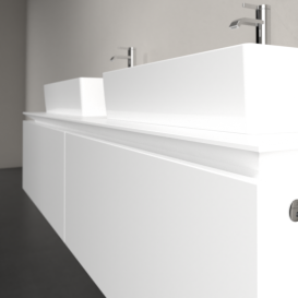 Тумба під раковину Villeroy & Boch Legato 160х38 см з підсвічуванням ДСП білий матовий B676L0MS