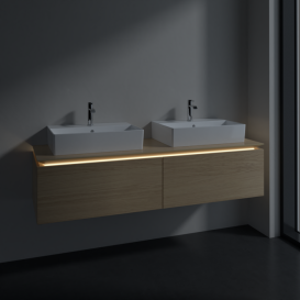 Тумба под раковину Villeroy & Boch Legato 160х38 см с подсветкой ДСП северный дуб B676L0VJ