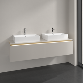 Тумба під раковину Villeroy & Boch Legato 160х38 см з підсвічуванням ДСП ніжно-сірий B676L0VK