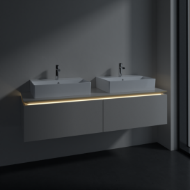 Тумба під раковину Villeroy & Boch Legato 160х38 см з підсвічуванням ДСП ніжно-сірий B676L0VK