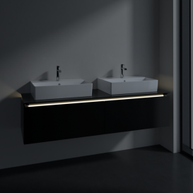 Тумба під раковину Villeroy&Boch Legato 160х38 см з підсвічуванням МДФ/ДСП чорний матовий лак B676L0PD