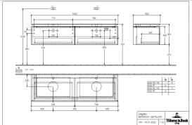Тумба під раковину Villeroy&Boch Legato 160х38 см з підсвічуванням МДФ/ДСП чорний матовий лак B676L0PD