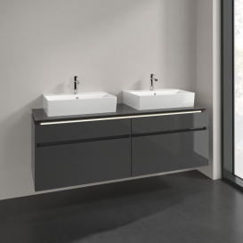 Тумба під раковину Villeroy & Boch Legato 160х55 см з підсвічуванням МДФ/ДСП глянсовий сірий B677L0FP