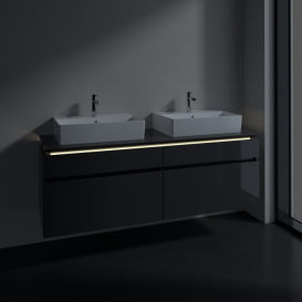 Тумба під раковину Villeroy & Boch Legato 160х55 см з підсвічуванням МДФ/ДСП глянсовий сірий B677L0FP