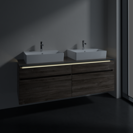 Тумба під раковину Villeroy & Boch Legato 160х55 см з підсвічуванням ДСП кам'яний дуб B677L0RK