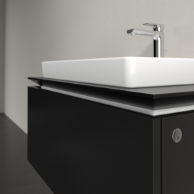 Тумба под раковину Villeroy & Boch Legato 80х38 см с подсветкой МДФ/ДСП черный матовый лак B678L0PD